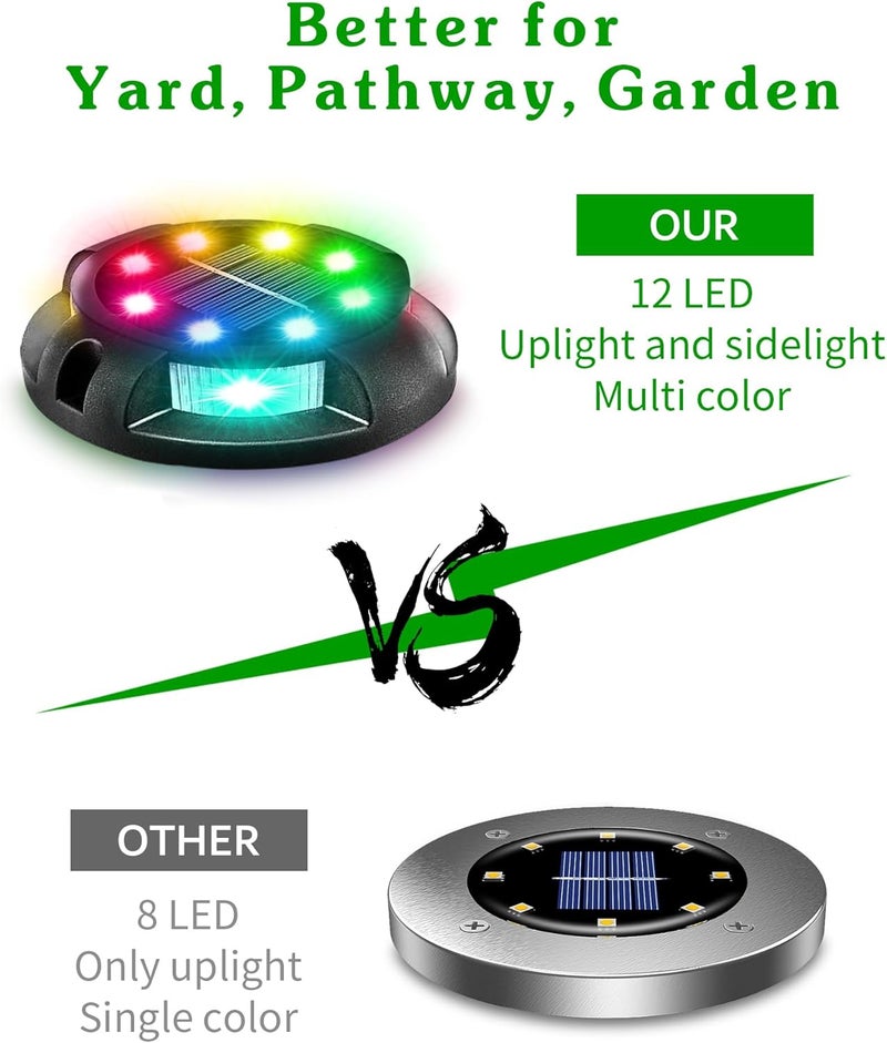 Biling Solar Pathway Lights Outdoor Uplight Sidelight, 8 Packs Multi Color Solar Ground Lights Waterproof for Yard Walkway Garden Halloween Decorations - Image 2